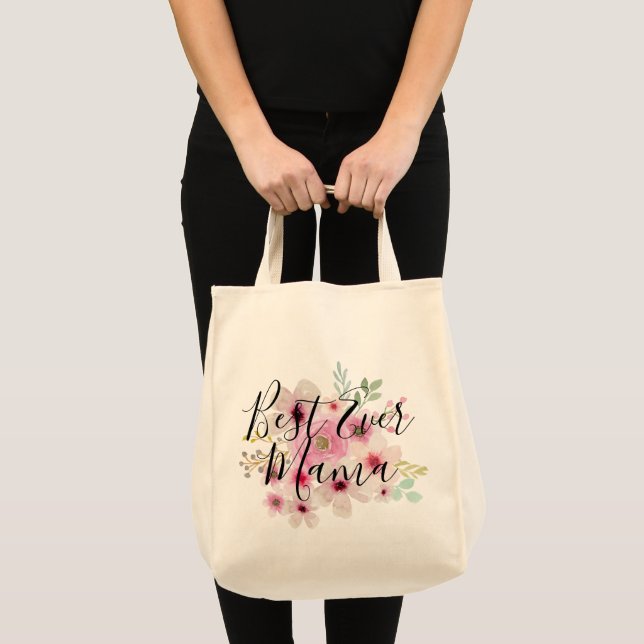 Bolsa Tote Melhor MAMA - Presente de Dia de as mães Floral, A (Frente (produto))