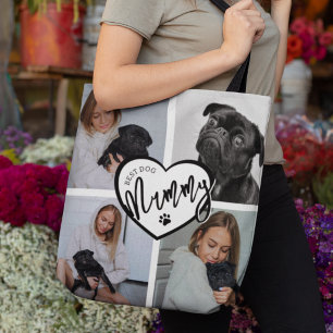 Bolsa Tote Melhor Mamãe de Cachorro 4 Colagem de Fotos Person