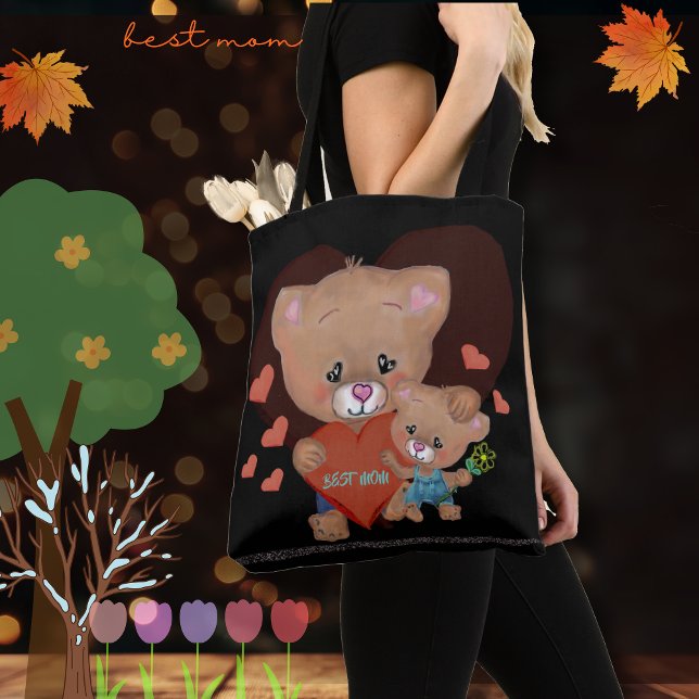Bolsa Tote MELHOR MOM com URSINHO (BEST MOM wiht TEDDY Tote Bag)