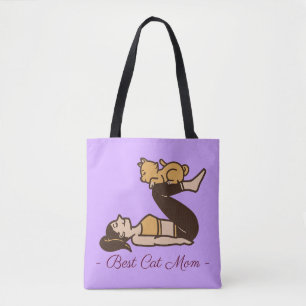 BOLSA TOTE MELHOR MOM YOGA CAT