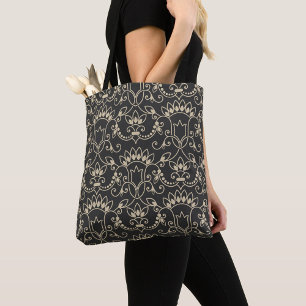 Bolsa Tote Melhor padrão contínuo ornamental de Damasco
