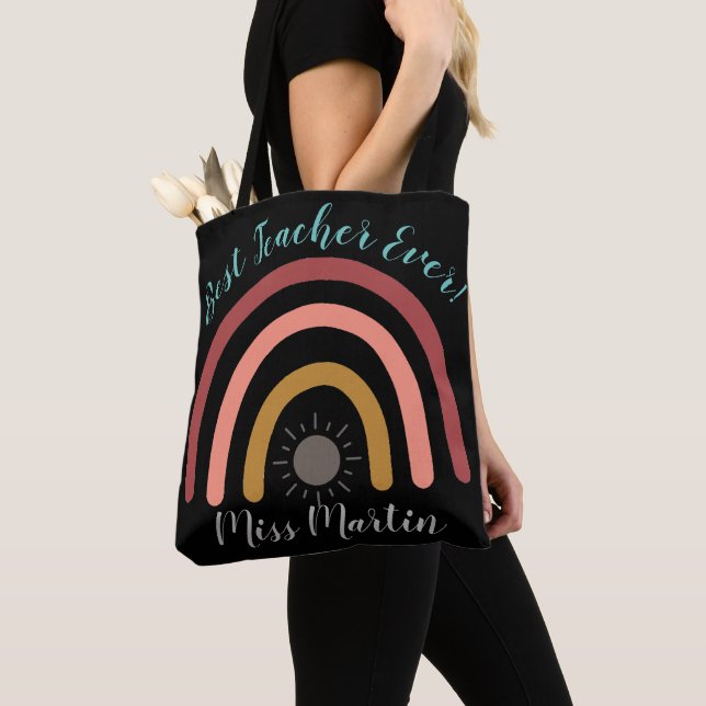 Bolsa Tote Melhor Professora Alguma Vez Rainbow Sun Tot Bag (Close Up)