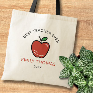 Bolsa Tote Melhor Professora Da Apple Vermelha Personalizada 