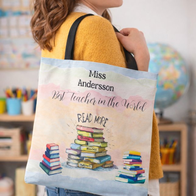 Bolsa Tote Melhor Professora da Ilustração Mundial (Criador carregado)
