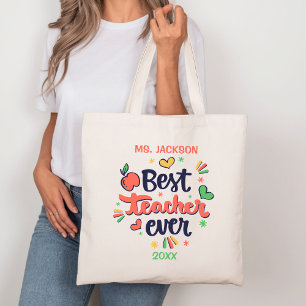 Bolsa Tote Melhor Professora De Amarelo Vermelho Verde