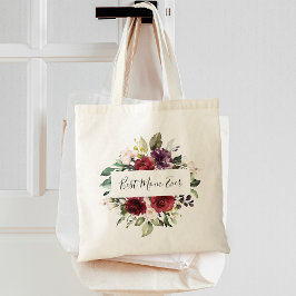 Bolsa Tote Melhor Quadro Floral de Moldura de Verde Burgundy
