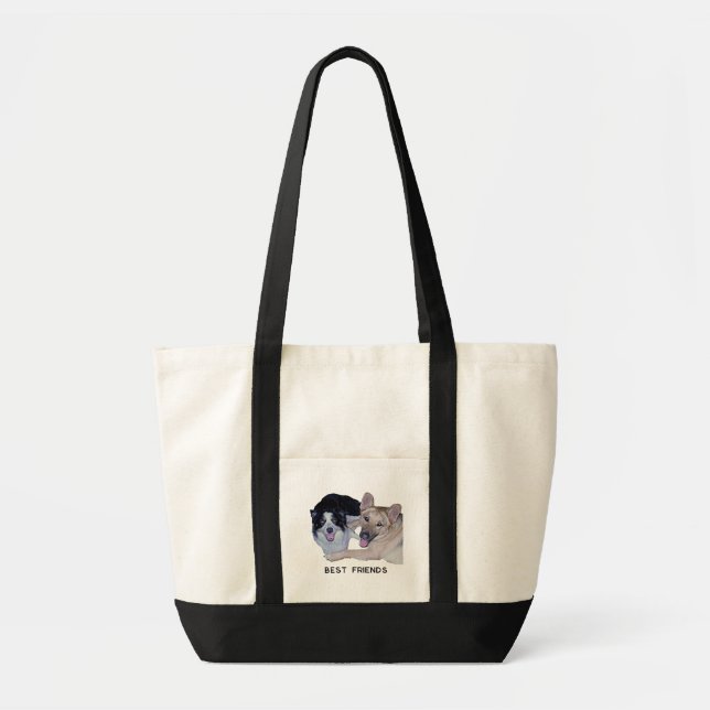 Bolsa Tote Melhores Amigos Border Collie & Pastor Alemão (Frente)