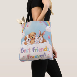 Bolsa Tote Melhores Amigos Para Sempre com Gatinhos Fofos