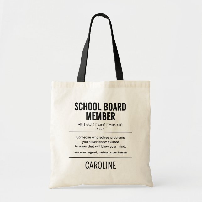Bolsa Tote Membro Personalizado do Conselho Escolar Engraçado (Frente)