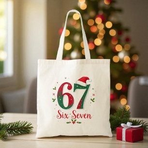 Bolsa Tote Meme Divertido de Natal Seis Sete 67 6 7 Feriado