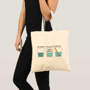 Bolsa Tote Meme engraçado meio cheio de vidro