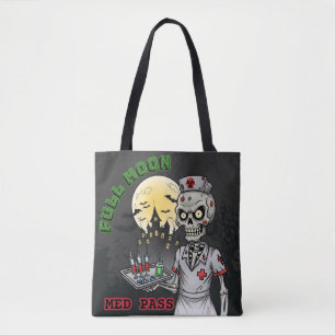 Bolsa Tote Meme Full Moon Med Pass Zombie Nurse Halloween