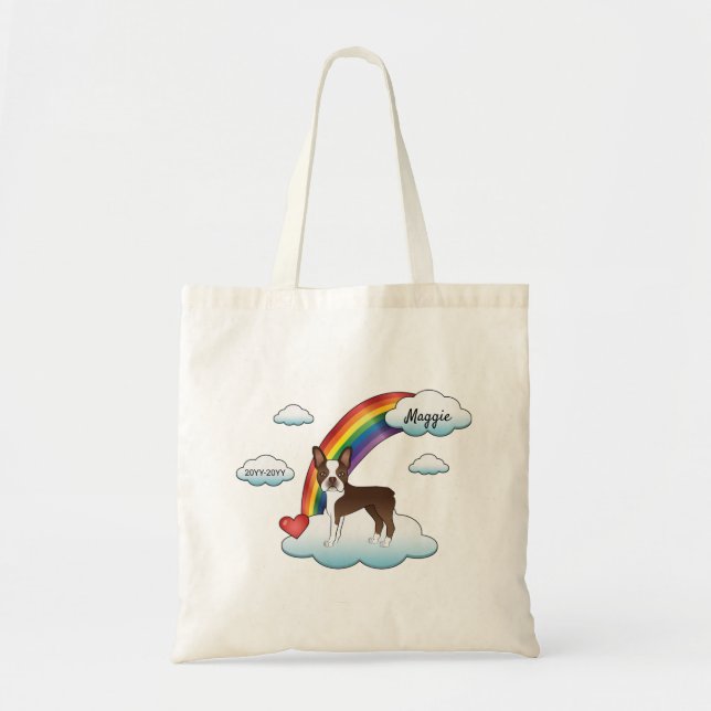Bolsa Tote Memorial Rainbow de Chocolate Brown Boston Terrier (Frente)