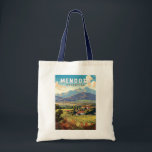 Bolsa Tote Mendoza Argentina Viagem Art Vintage<br><div class="desc">Mendoza retro vetor viagem design. Mendoza é uma cidade na região argentina de Cuyo e o coração do país do vinho argentino,  faminto por malbecs e outros vinhos tintos.</div>
