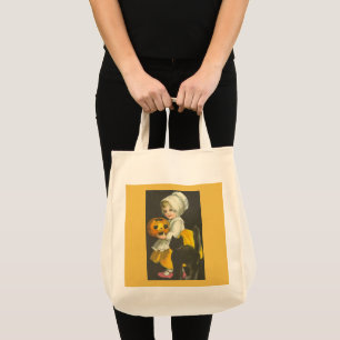 Bolsa Tote Menina, Abóbora, Gato Vintage Saco de Toia do Hal