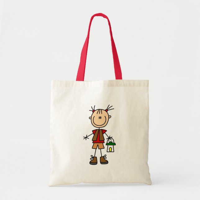 Bolsa Tote Menina Acampando Com Saco De Lanterna (Frente)