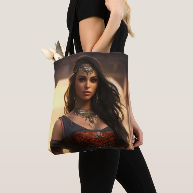Bolsa Tote Menina Árabe Beleza Oriental (Close Up)