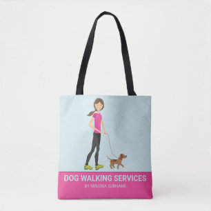 Bolsa Tote Menina Bonita E Um Cachorro Marrom - Serviços de P