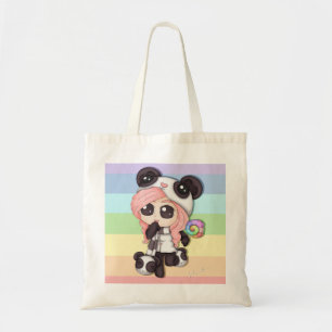 Bolsa Tote Menina bonito da panda do Anime do arco-íris