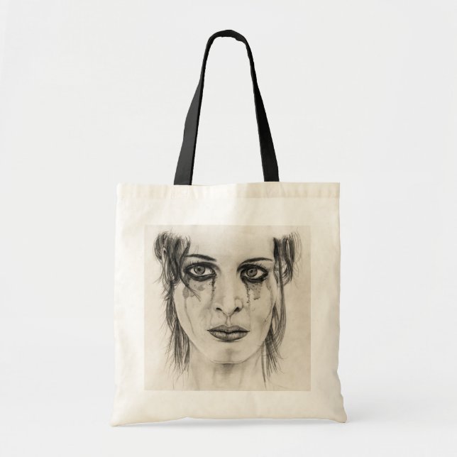 Bolsa Tote Menina choradora - Desenho a lápis (Frente)