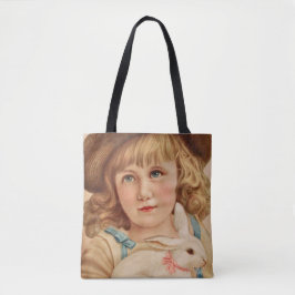 Bolsa Tote Menina com Coelho Branco