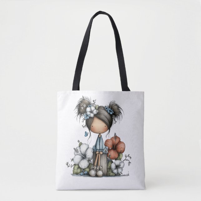 Bolsa Tote Menina com Flores (Frente)