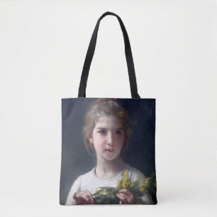 Bolsa Tote Menina com Mimosa, Bouguereau