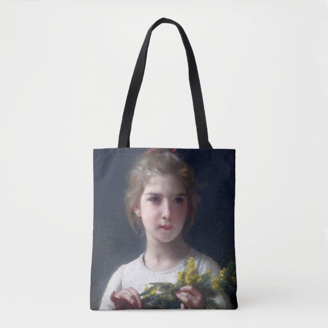 Bolsa Tote Menina com Mimosa, Bouguereau (Frente)