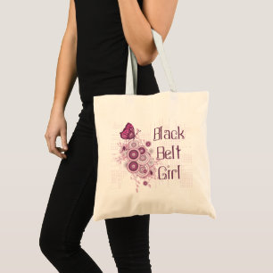 Bolsa Tote Menina cor-de-rosa do cinturão negro das artes