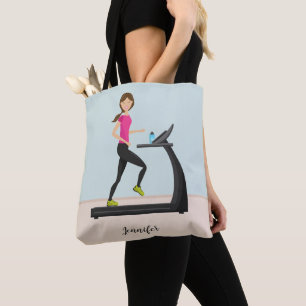 Bolsa Tote Menina Cute Executando / Ilustração e Nome da Corr