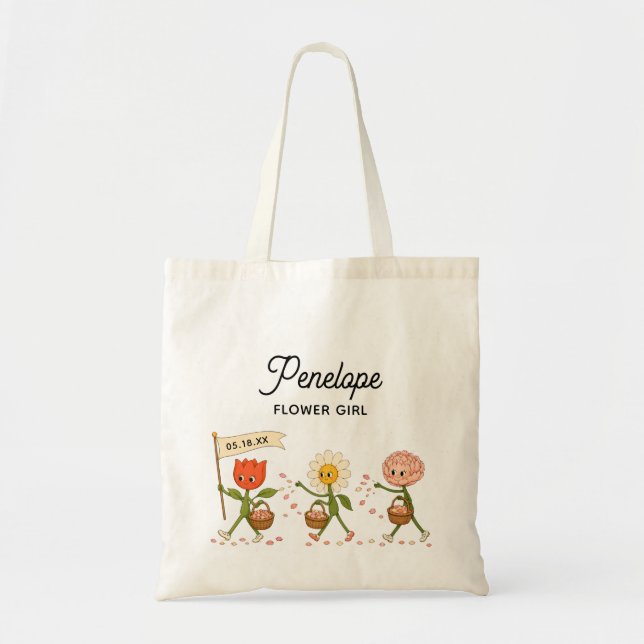 Bolsa Tote Menina das Flores Moderna e Charmosa para Casament (Frente)