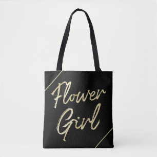 Bolsa Tote Menina das Flores Tipografia Moderna em Dourado co