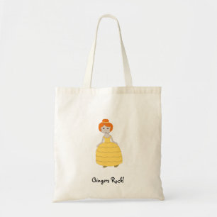 Bolsa Tote Menina de Cabelo Ruivo com Vestido Amarelo "Ginger