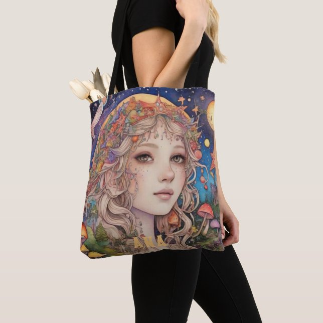 Bolsa Tote Menina de fantasia mística - Magia personalizada (Close Up)