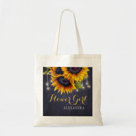 Bolsa Tote Menina de flores de sol de quadro elegante