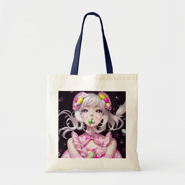 Bolsa Tote Menina de páscoa/anime primavera (Frente)