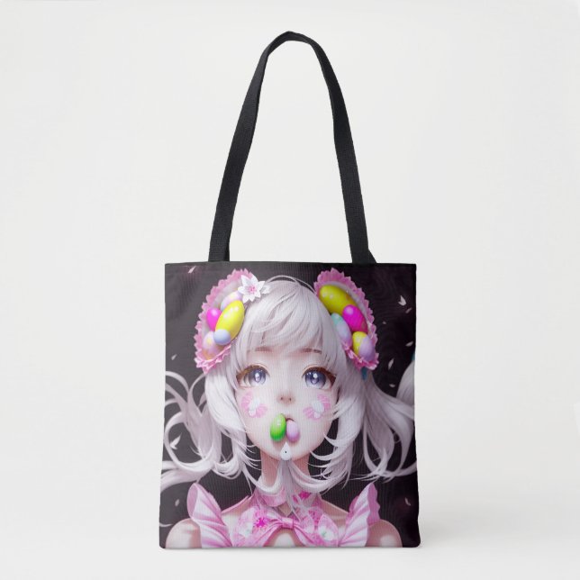 Bolsa Tote Menina de páscoa/anime primavera (Frente)