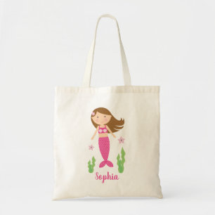 Bolsa Tote Menina de Sereia de Cabelo Marrom