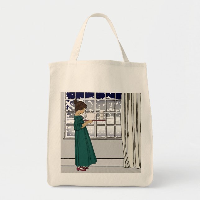 Bolsa Tote menina do chá do 1920 (mantimento) Totebag (Frente)
