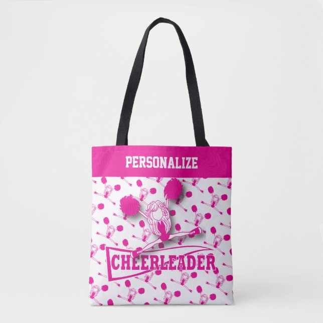 Bolsa Tote Menina do cheerleader do rosa quente (Frente)