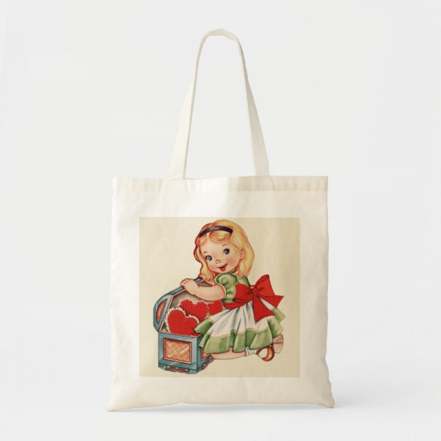 Bolsa Tote Menina do Coração - Crianças Retron Cute (Frente)