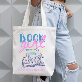 Bolsa Tote Menina dos Livros Verão Gaivota Fofo Personalizado