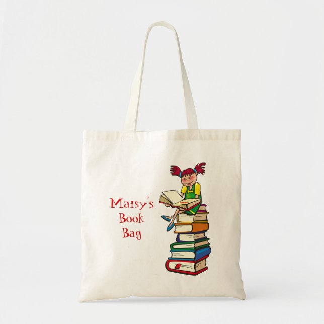 Bolsa Tote Menina em livros (Frente)