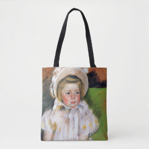 Bolsa Tote Menina em um Bonnet Branco, Mary Cassatt
