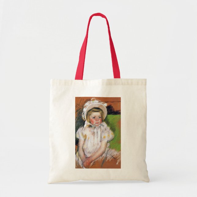 Bolsa Tote Menina em um Bonnet Branco, Mary Cassatt (Frente)