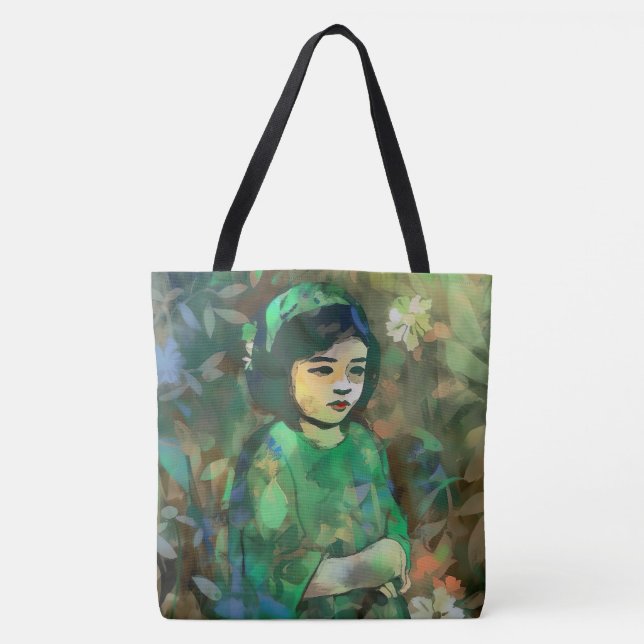 Bolsa Tote Menina em vestida verde (Frente)