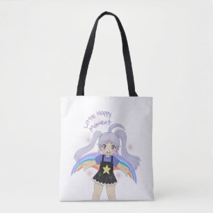 Bolsa Tote Menina Feliz Ilustração Desenhada à Mão – Pouco Fe