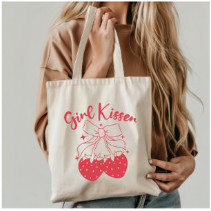 Bolsa Tote Menina Kisser-Cute Strawberry Coquette Lésbica Pri