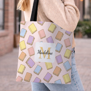 Bolsa Tote Menina Livresca Personalizada Livro Fofo Nome Rosa