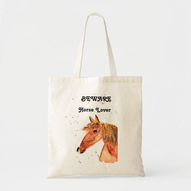 Bolsa Tote Menina moderna de aquarela de cavalo bonito (Frente)